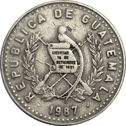 Гватемала 25 сентаво 1987 год