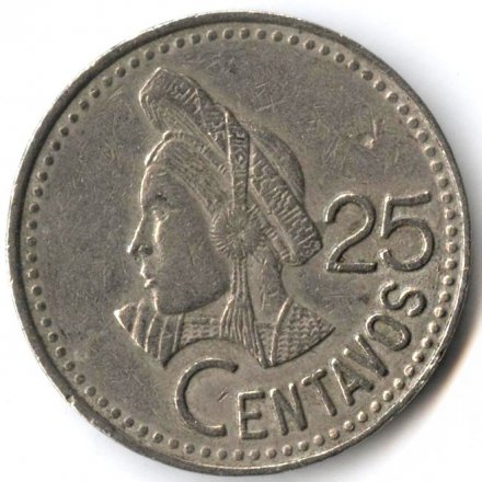 Гватемала 25 сентаво 1987 год