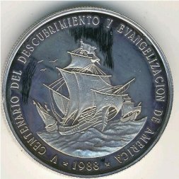 Доминиканская республика 1 песо 1988 год