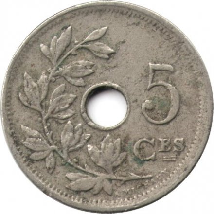 Бельгия 5 сантимов 1910 год BELGIQUE
