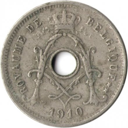 Бельгия 5 сантимов 1910 год BELGIQUE