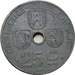 Бельгия 25 сантимов 1945 год BELGIE-BELGIQUE