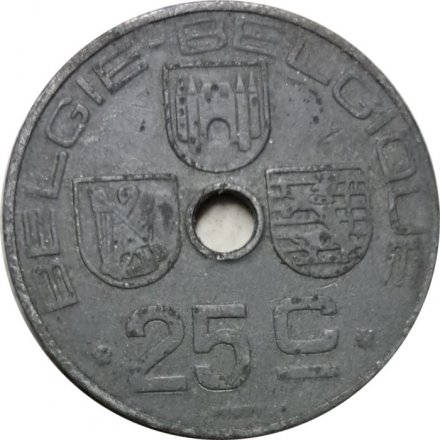 Бельгия 25 сантимов 1945 год BELGIE-BELGIQUE