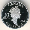 Канада 10 центов 2001 год - Международный год добровольцев (серебро)