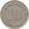 Германия 10 пфеннигов 1906 год (E)