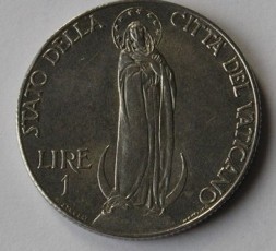 Монета Ватикан 1 лира 1941 год - Папа Пий XII
