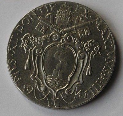 Ватикан 1 лира 1941 год - Папа Пий XII