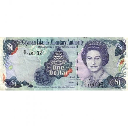 Каймановы острова 1 доллар 2006 год - Королева Елизавета II и рыба-ангел - VF-