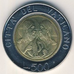 Ватикан 500 лир 1988 год