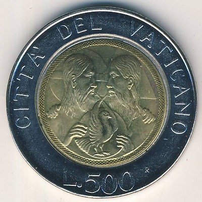 Ватикан 500 лир 1988 год