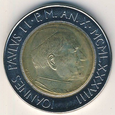 Ватикан 500 лир 1988 год