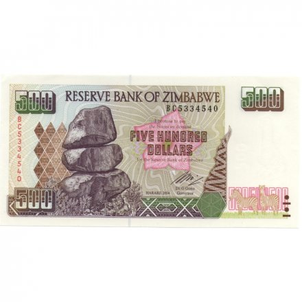 Зимбабве 500 долларов 2004 год - UNC