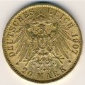 Пруссия 20 марок 1907 год