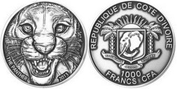 Кот-д’Ивуар 1000 франков 2013 год - Черная пантера