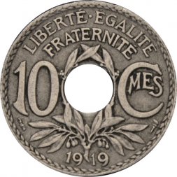 Франция 10 сантимов 1919 год