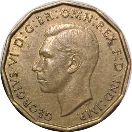 Великобритания 3 пенса 1945 год (никель-латунь)