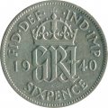 Великобритания 6 пенсов 1940 год