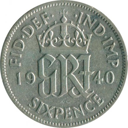 Великобритания 6 пенсов 1940 год