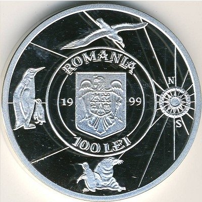 Румыния 100 леев 1999 год - 100 лет Бельгийской антарктической экспедиции