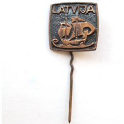 Значок-иголка Латвия. Latvija. Кораблик