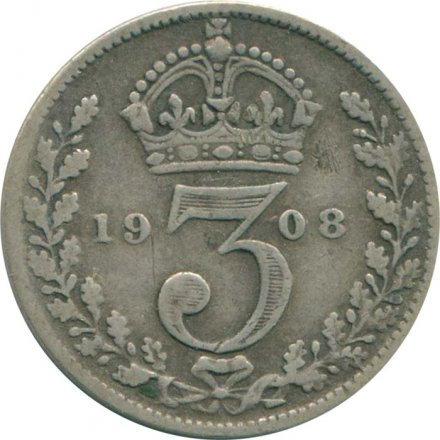 Великобритания 3 пенса 1908 год