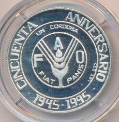 Монета Никарагуа 1 кордоба 1995 год - 50 лет ФАО