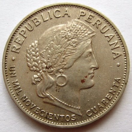 Перу 10 сентаво 1940 год