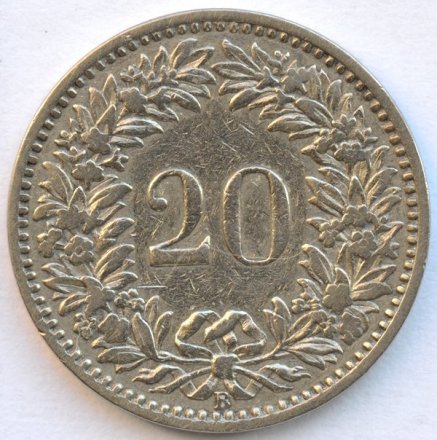 Швейцария 20 раппенов 1881 год