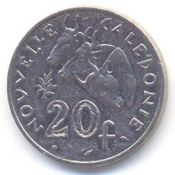 Монета Новая Каледония 20 франков 1991 год