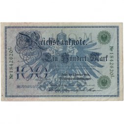Германия 100 марок 1908 год (зеленая печать) - VF