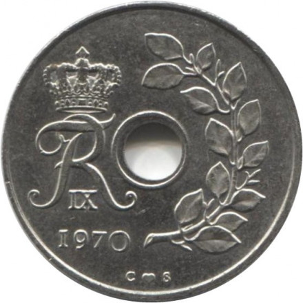 Дания 25 эре 1970 год - Король Фредерик IX
