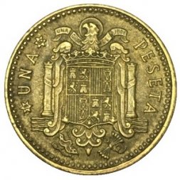 Испания 1 песета 1953 год - 60 внутри звезды