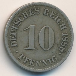 Германия 10 пфеннигов 1888 год (F)