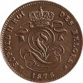 Бельгия 2 сантима 1875 год DES BELGES
