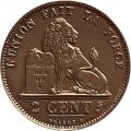 Бельгия 2 сантима 1875 год DES BELGES