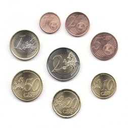 Набор из 8 евромонет Испании 2021 год UNC