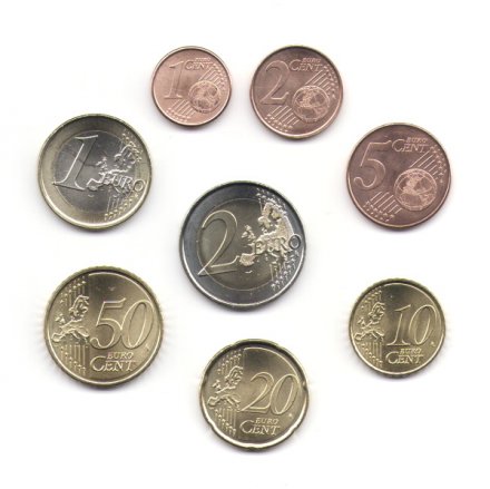 Набор из 8 евромонет Испании 2021 год UNC