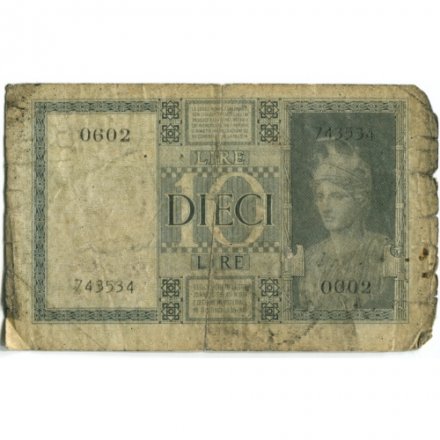Италия 10 лир 1939 год - Король Виктор Эммануил III - G