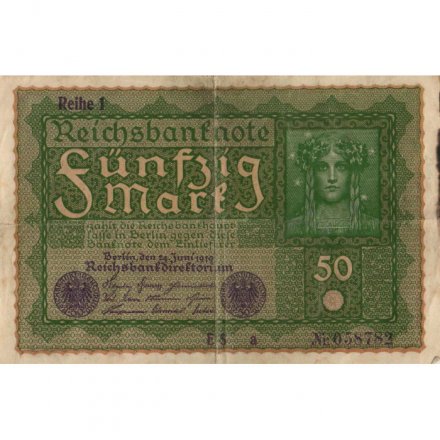 Германия 50 марок 1919 год - F-VF
