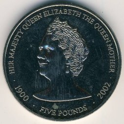 Гернси 5 фунтов 2002 год