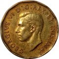 Канада 5 центов 1942 год (12-угольник, красный цвет)