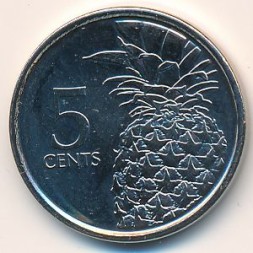 Монета Багамские острова 5 центов 2015 год - Ананас