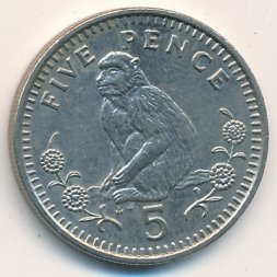 Гибралтар 5 пенсов 1989 год