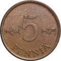 Финляндия 5 пенни 1963 год - Крест святого Иоанна