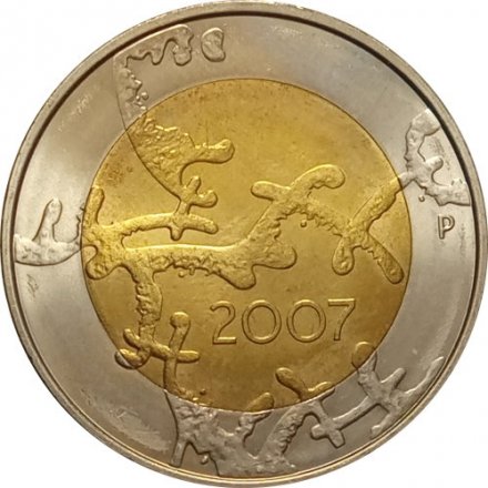 Финляндия 5 евро 2007 год - 90 лет независимости