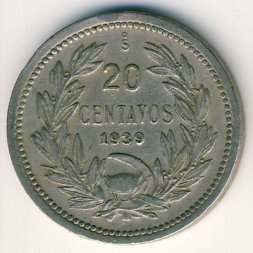 Чили 20 сентаво 1939 год