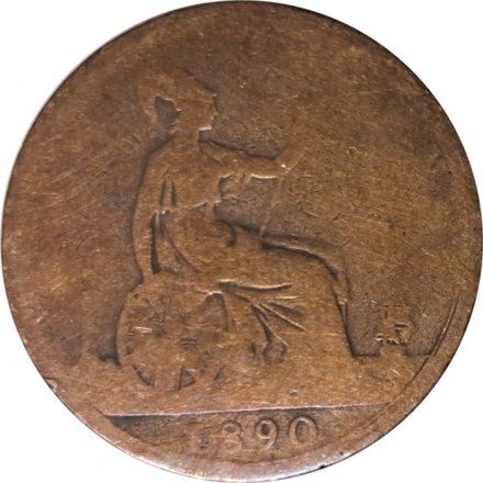 Великобритания 1 пенни 1890 год (бронза, коричневый цвет)