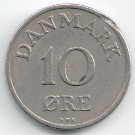 Дания 10 эре 1951 год - Король Фредерик IX