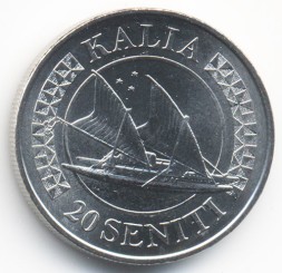 Монета Тонга 20 сенити 2015 год - Тупоу VI