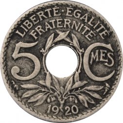 Франция 5 сантимов 1920 год